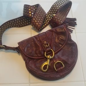 Red Rebecca Minkoff studded crossbody purse